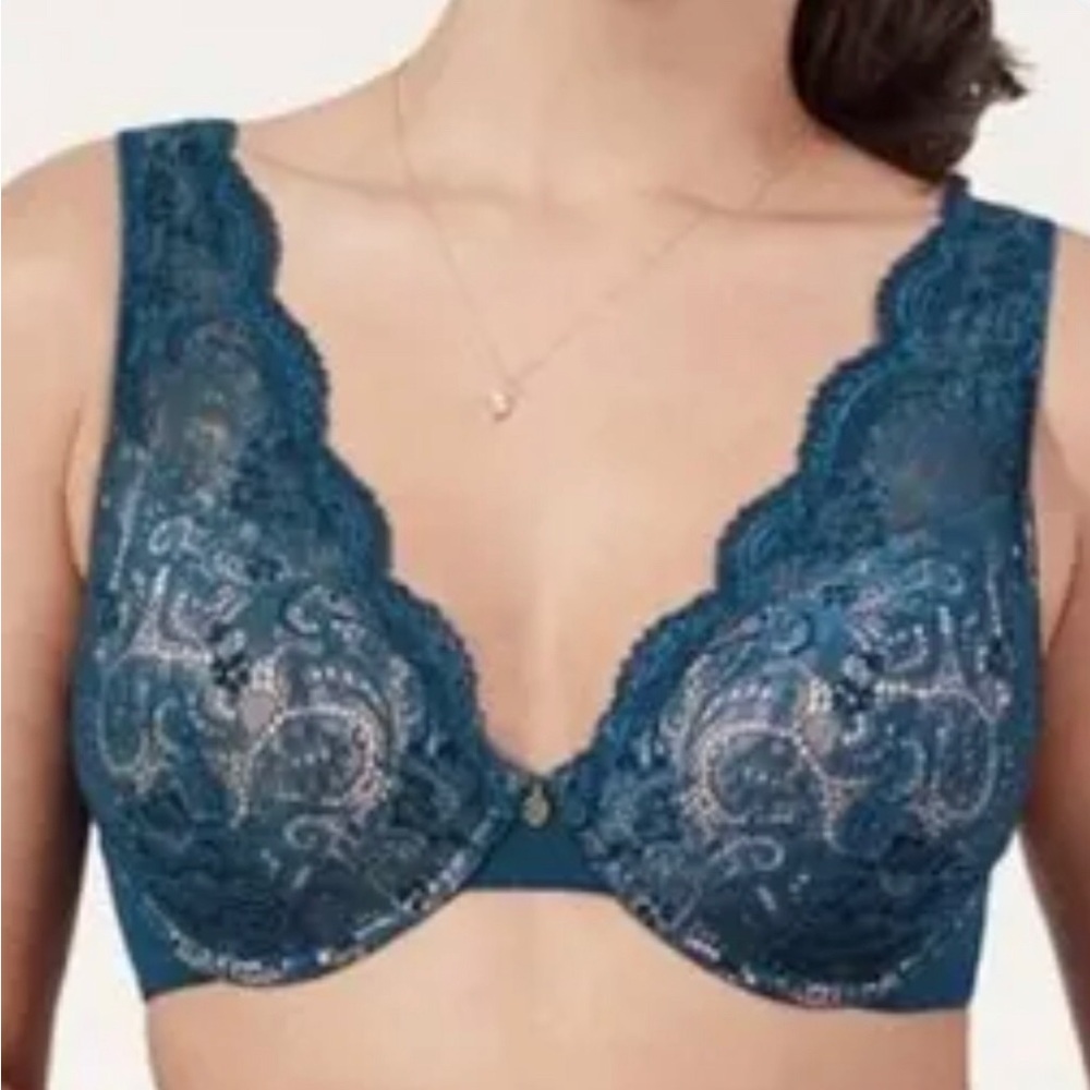 Thirdlove Lace Plunge Underwire Bra - Teal Blue 34E
